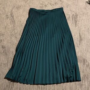 J. Crew Dark Green Pleated Midi Skirt